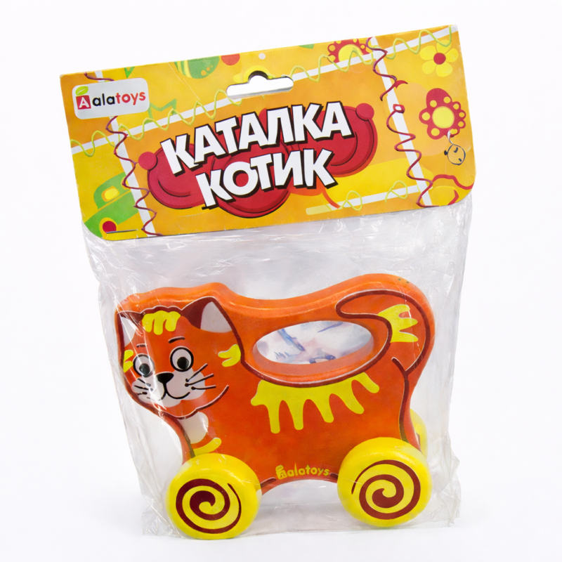 Деревянная каталка Котик Alatoys