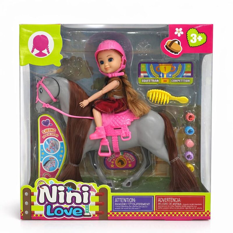 Кукла шарнирная верхом на лошади