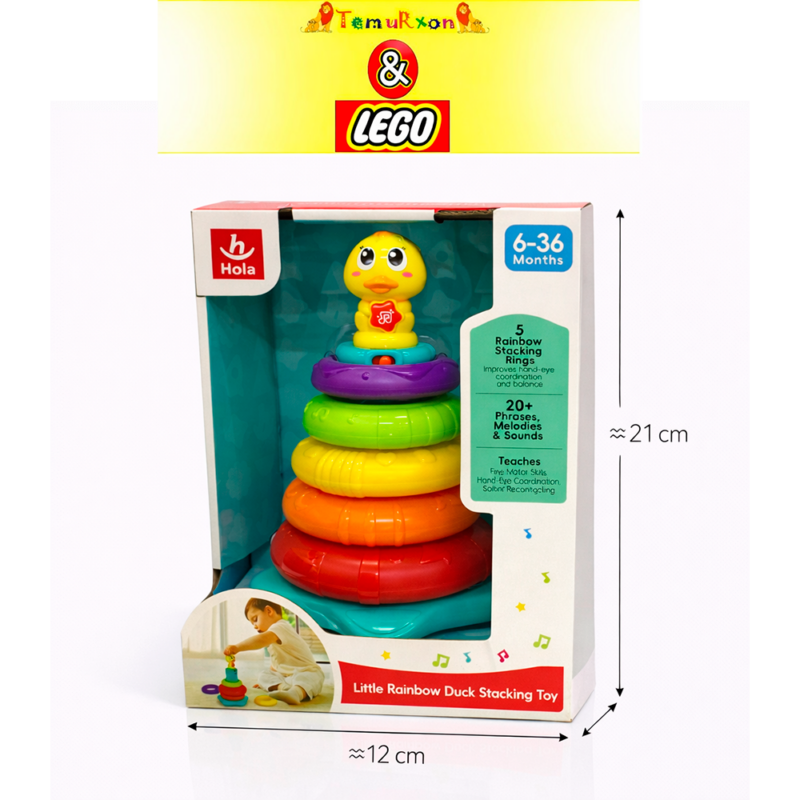 Развивающая пирамидка Hola Little Rainbow Duck Stacking Toy (Радужная уточка), 6–36 месяцев