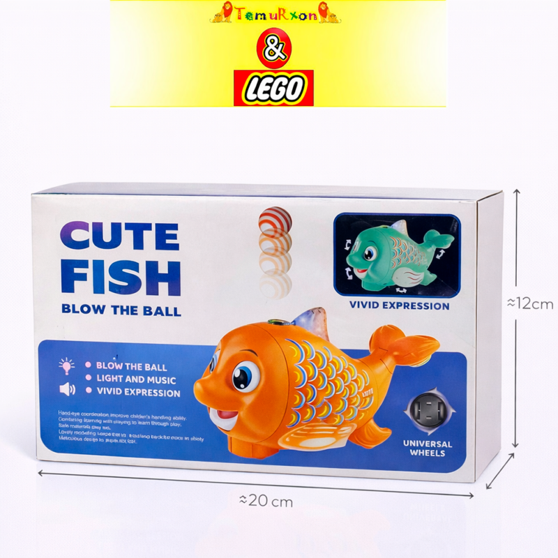 Развивающая музыкальная игрушка "Рыбка с шариком", эффект "Blow the Ball", ходячая рыбка с подсветкой