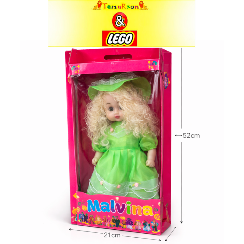 Кукла Malvina 52 см в зелёном платье — большая игровая кукла для девочек