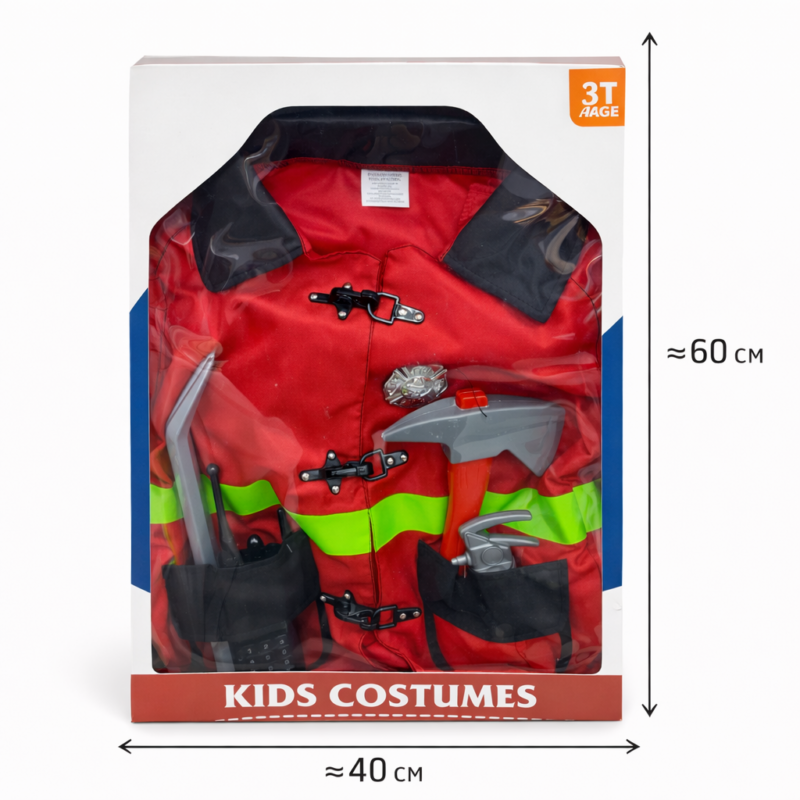 Детский костюм пожарного 60 см с аксессуарами — карнавальный комплект для мальчика 3+