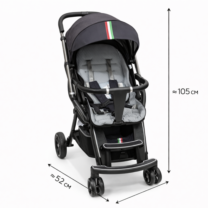 Прогулочная коляска Black Urban 105×52 см — компактная, складная, маневренная