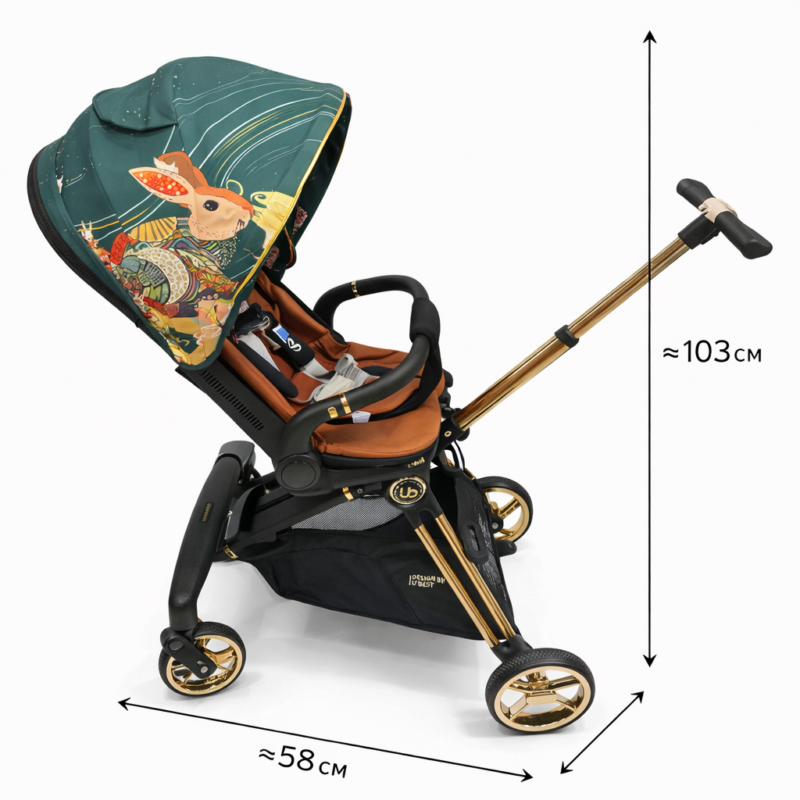 Прогулочная коляска Premium Gold Design 103×58 см — легкая, стильная, маневренная