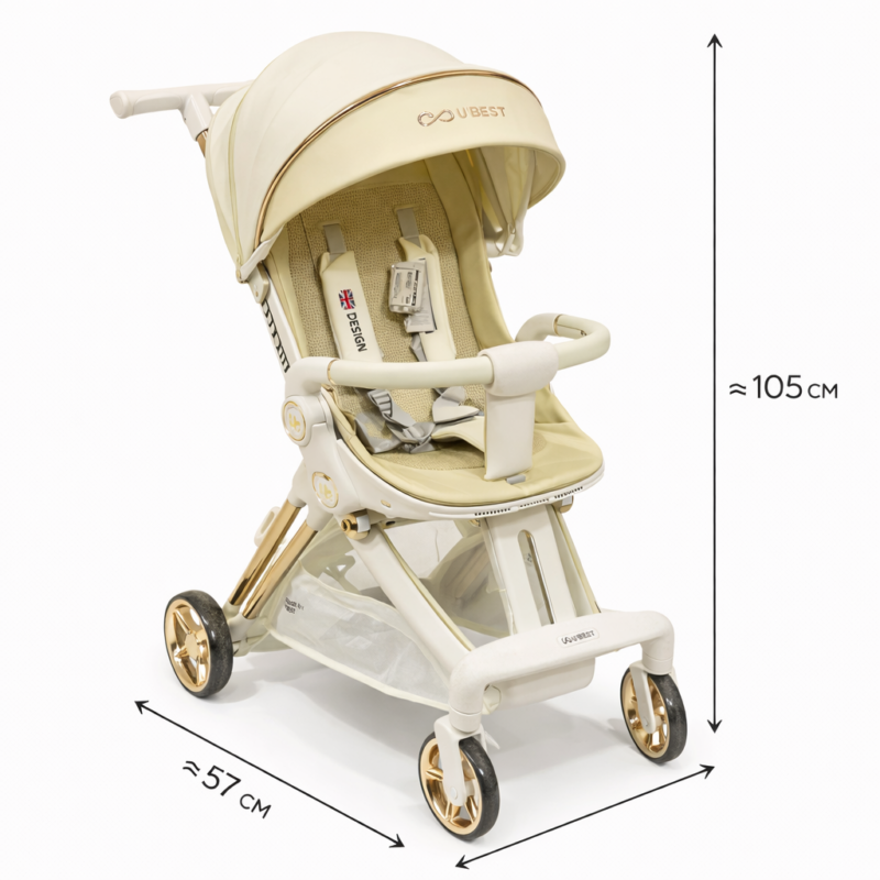 Прогулочная коляска Ubest Premium Cream 105×57 см — легкая, маневренная, складная