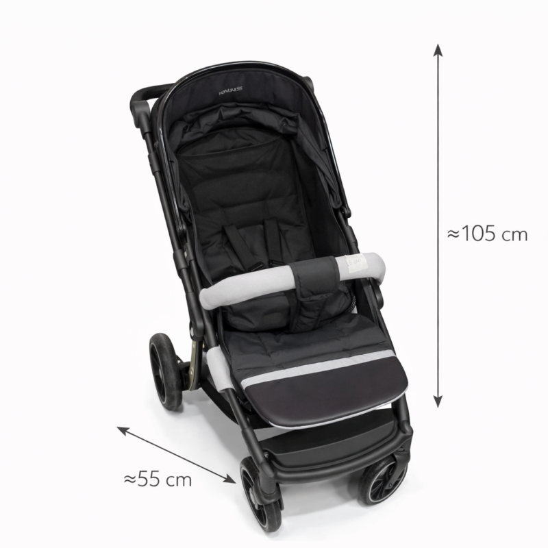 Прогулочная коляска Compact Black 105×55 см — легкая городская модель с амортизацией