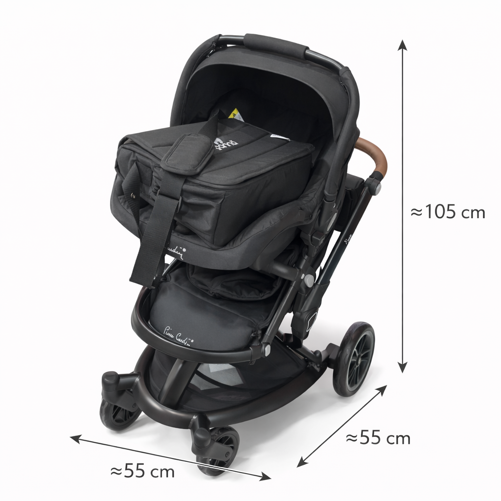 Коляска 3-в-1 Pierre Cardin Black 105×55 см — люлька, прогулочный блок и автокресло