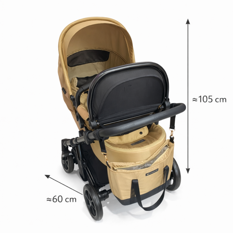 Коляска 2-в-1 Beige Travel 105×60 см — люлька и прогулочный блок