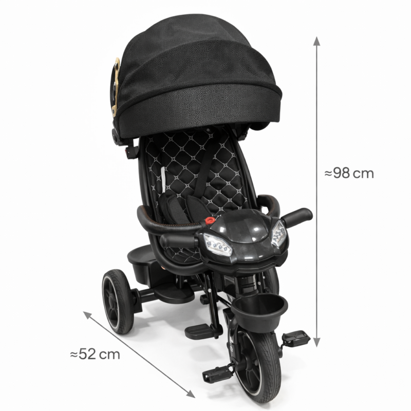 Велосипед-коляска Sport Black 98×52 см — с защитным бампером и капюшоном