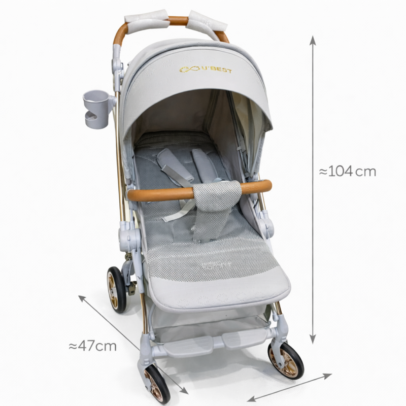 Детская коляска U’Best Premium White Gold с амортизацией и держателем для бутылки