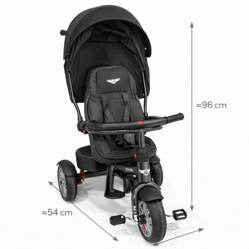 Детский трёхколёсный велосипед Wagon Black с родительской ручкой