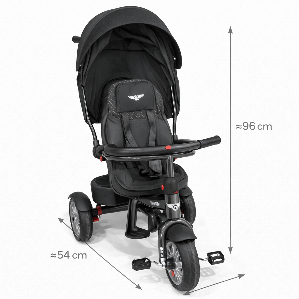 Детский трёхколёсный велосипед Wagon Black с родительской ручкой