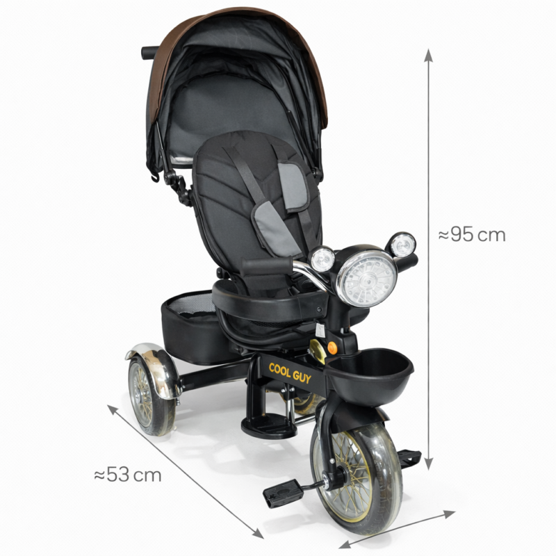 Трёхколёсный велосипед-коляска COOL GUY Premium с большими колёсами
