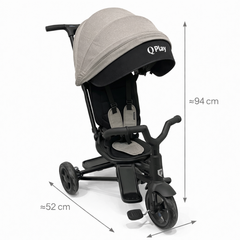 Велосипед-коляска QPlay Light Grey компактный 3-в-1