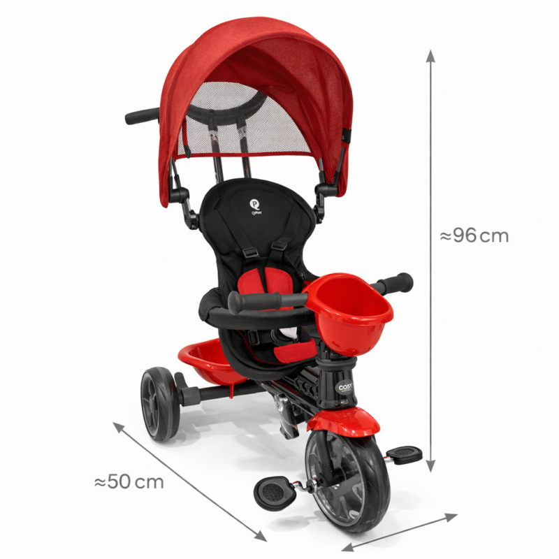 Детский трехколесный велосипед-коляска Red Comfort с корзиной и капюшоном