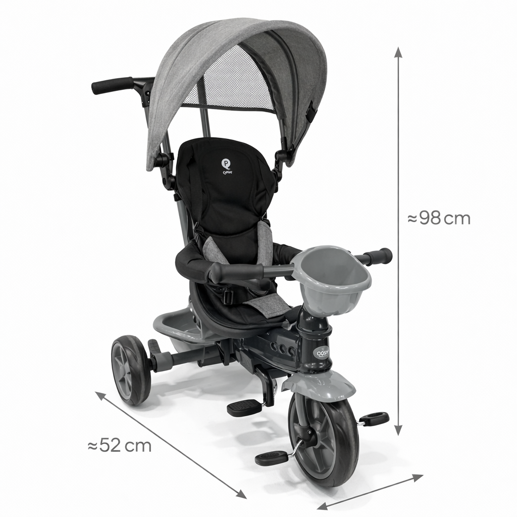 Велосипед-коляска Grey Trike 3-в-1 с родительской ручкой и корзиной