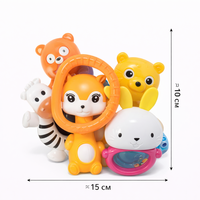 Набор детских погремушек Зверята 6 штук