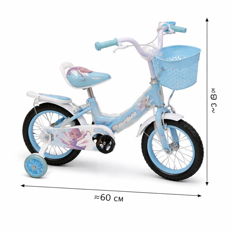 Детский велосипед 12" с боковыми колёсами и корзиной