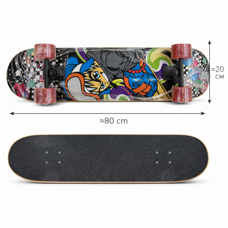 Скейтборд 80 см для детей и подростков – трюковый скейт с прочными колесами
