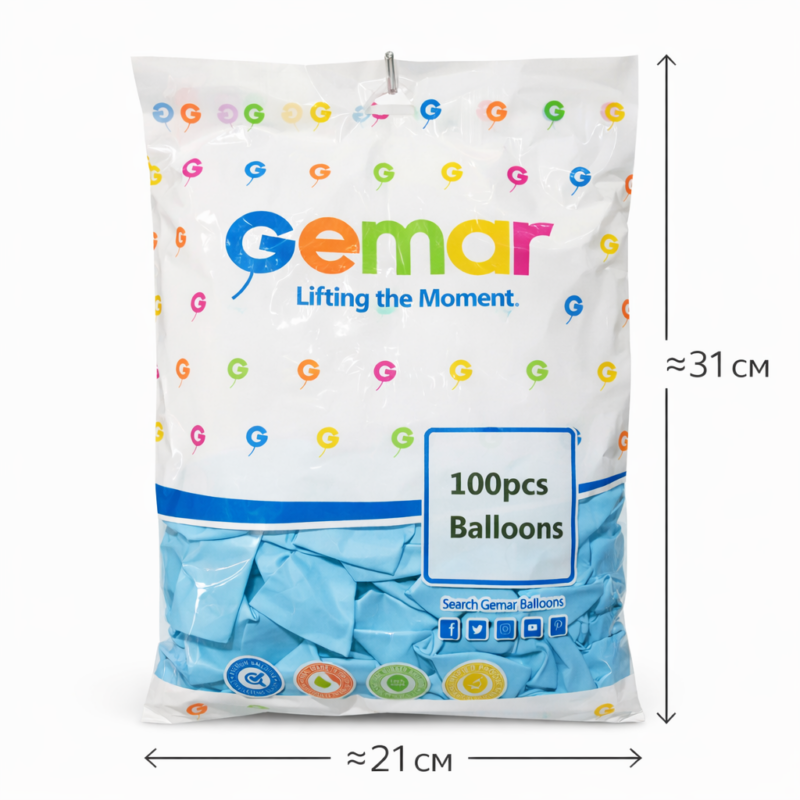Воздушные шары Gemar 100 шт голубые
