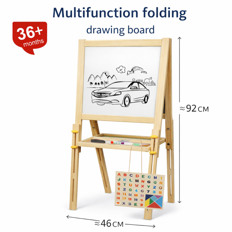 Детский складной двухсторонний мольберт для рисования