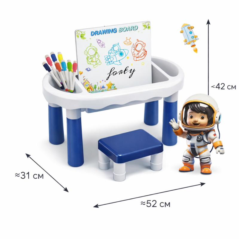 Детский столик для рисования с доской и стульчиком