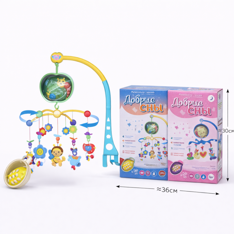 Музыкальный мобиль на кроватку с каруселью «Добрые сны»
