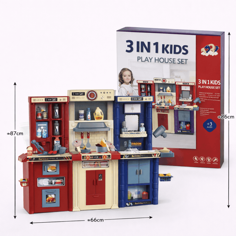 Детская кухня 3 в 1 Play House - большая игровая кухня с несколькими зонами