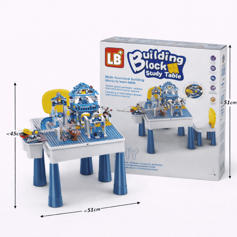 Детский стол с конструктором Building Block - игровой стол с блоками и стульчиком