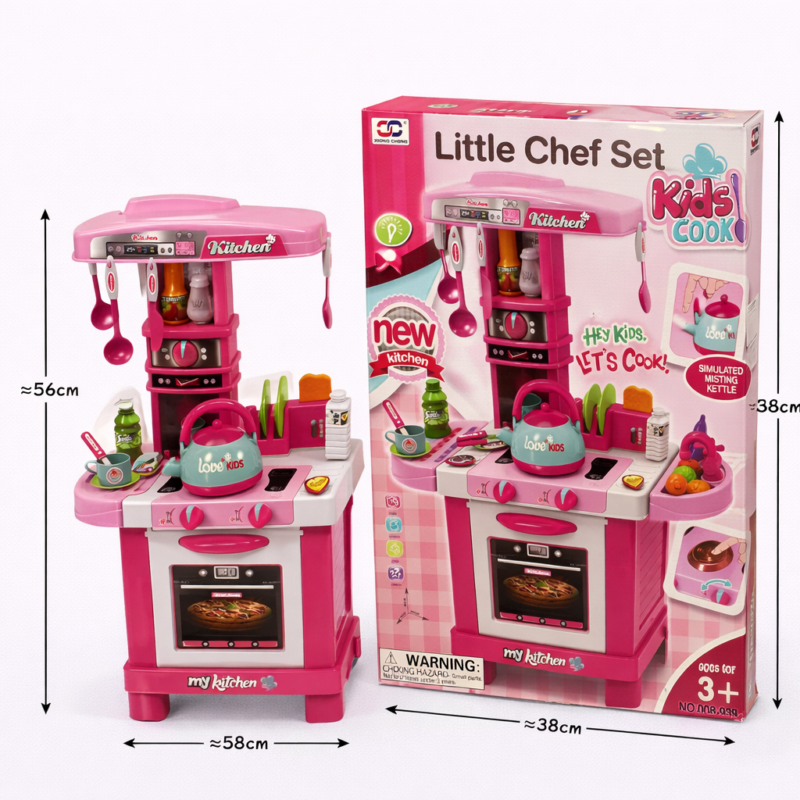Детская кухня Little Chef Set розовая - игровой набор кухня с посудой для детей