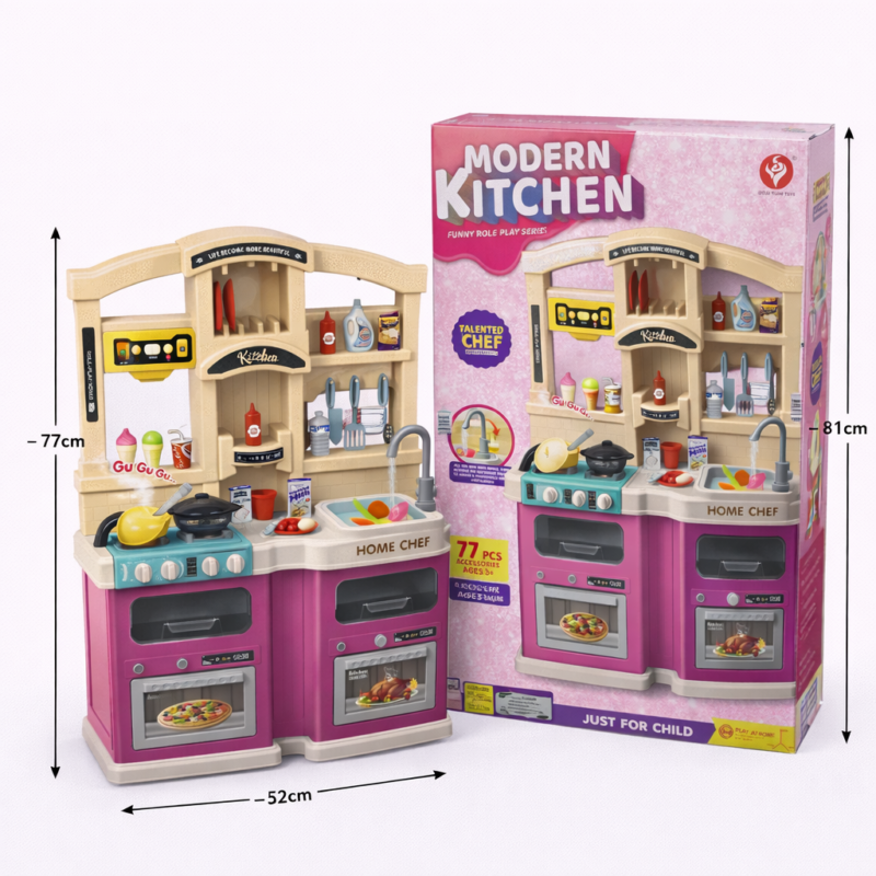 Детская кухня Home Chef большая - игровой набор кухня с аксессуарами и полками