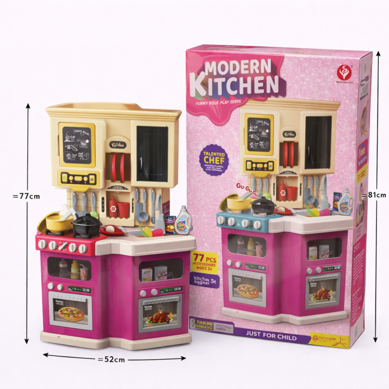 Детская кухня Modern Kitchen угловая 77 PCS - игровой кухонный набор с духовкой