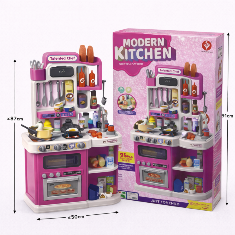 Детская кухня Modern Kitchen 95 PCS - большая игровая кухня с аксессуарами и духовкой