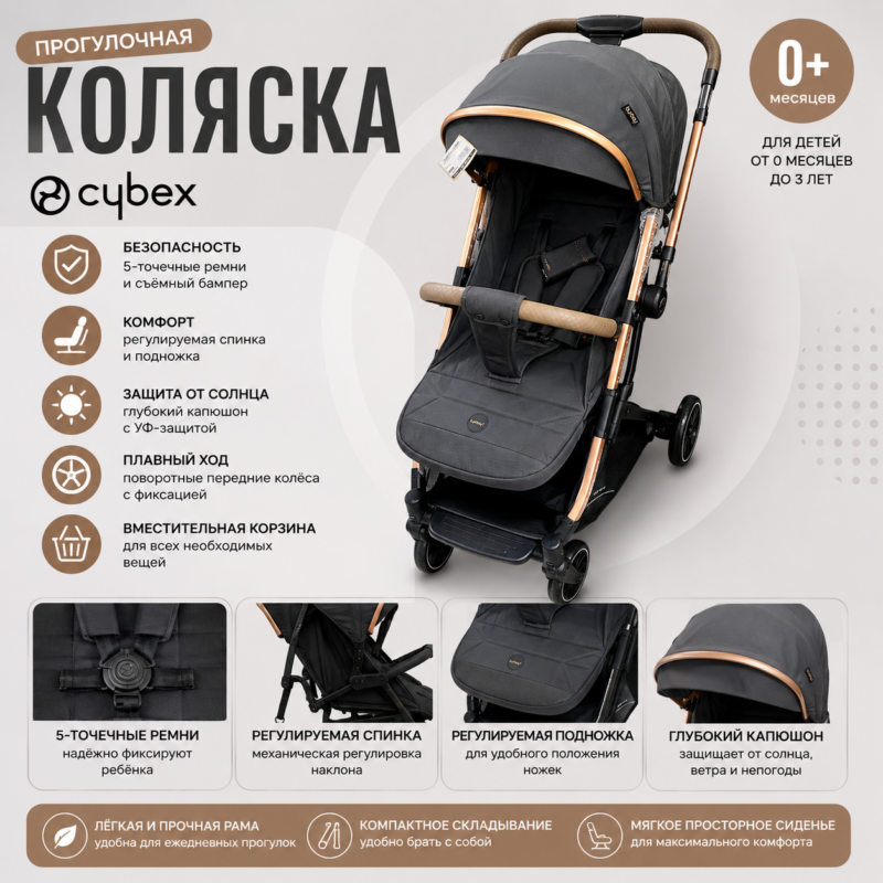 Коляска прогулочная Cybex Black Gold