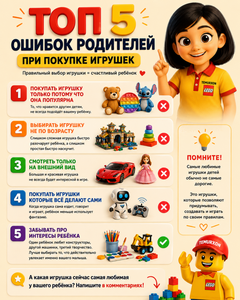 ТОП 5 ошибок родителей при покупке игрушек