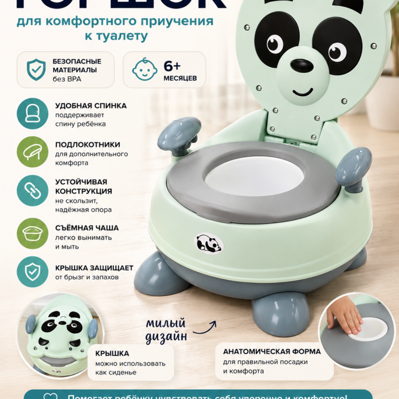 Детский горшок Panda Mint