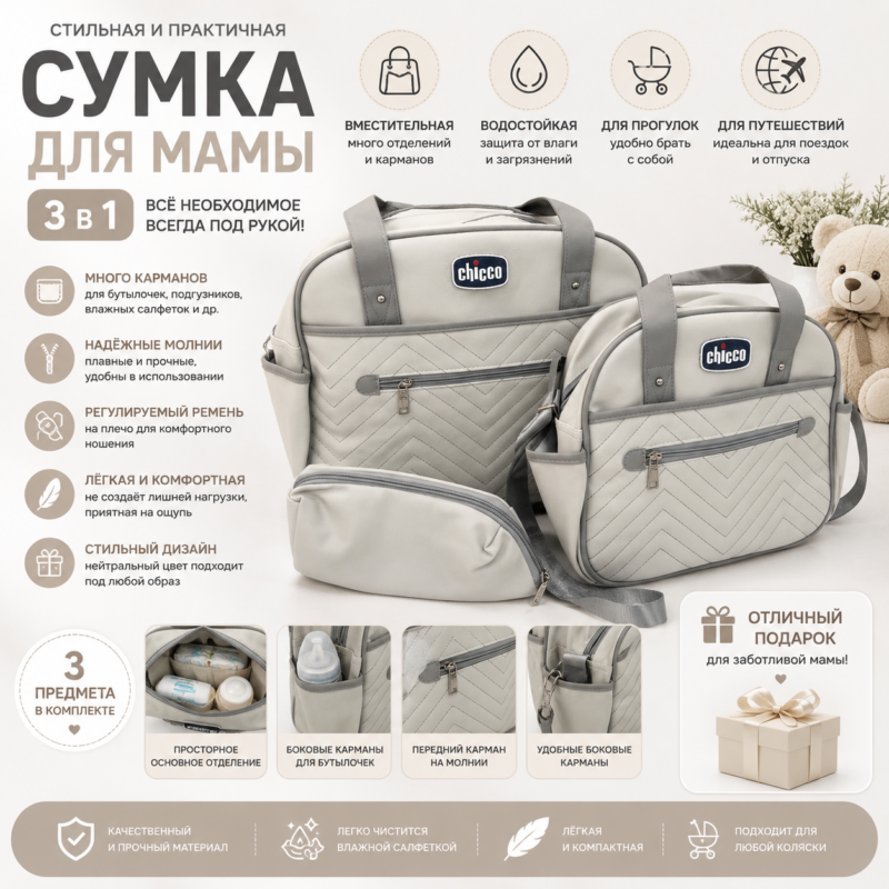 Набор сумок для мамы 3 в 1