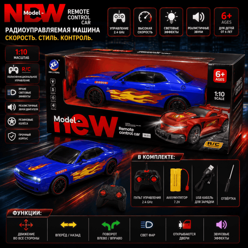 Радиоуправляемый спортивный автомобиль Model New 1:10 (синий)