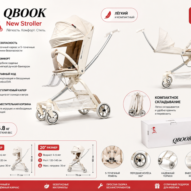 Детская прогулочная коляска QBOOK