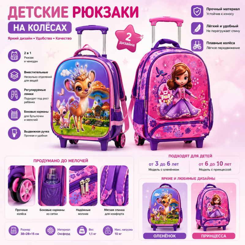 Детский рюкзак на колёсах