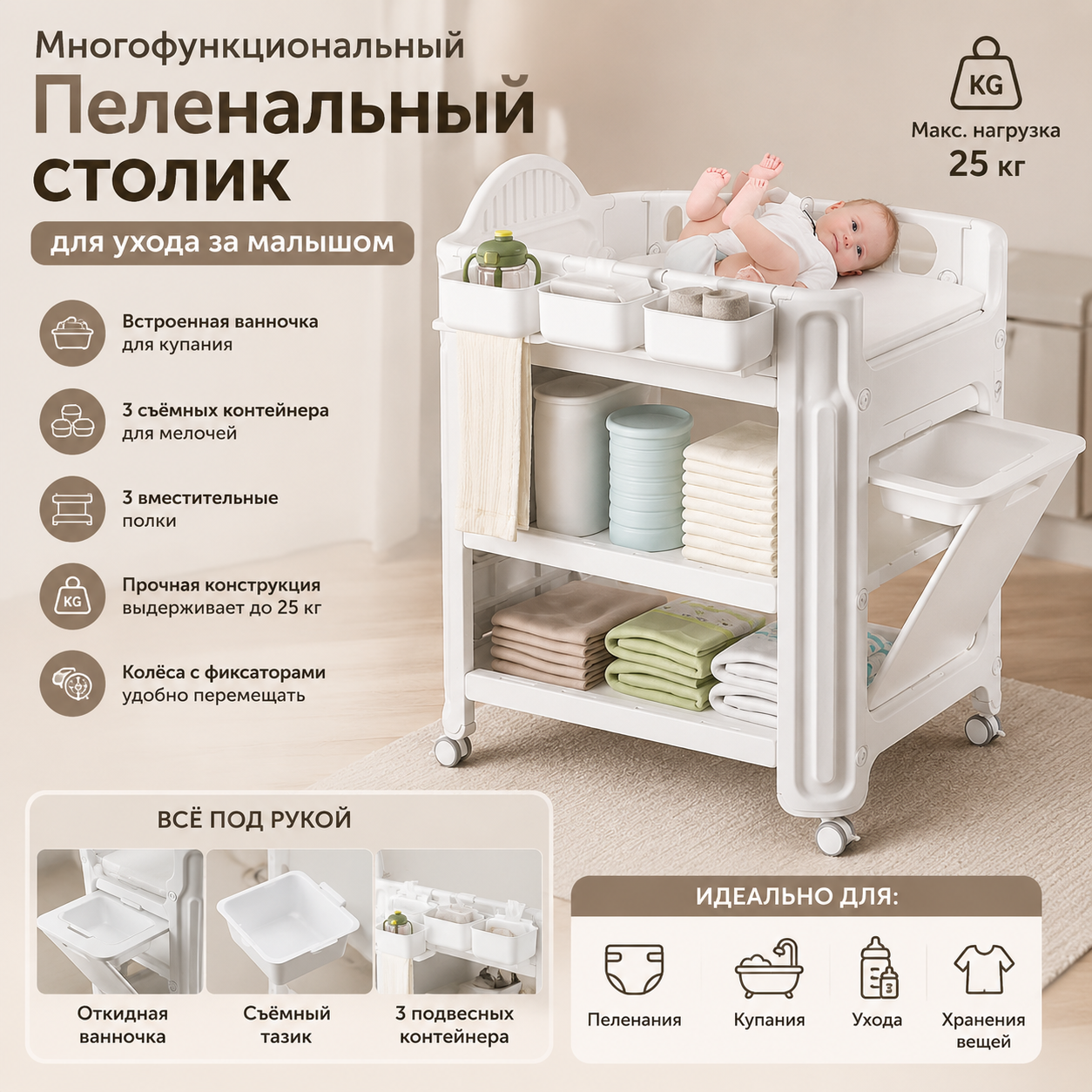 Многофункциональный пеленальный столик
