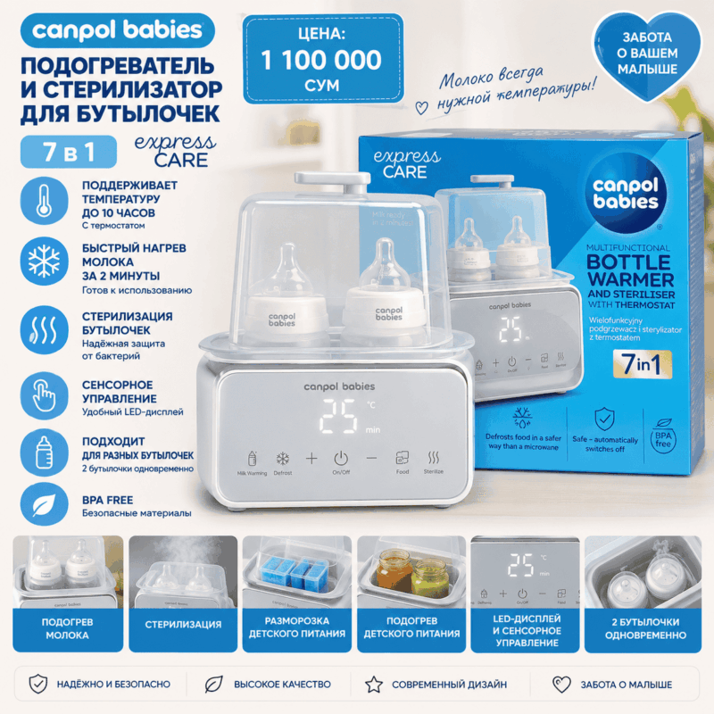 Подогреватель и стерилизатор для бутылочек Canpol Babies Express Care 7 в 1