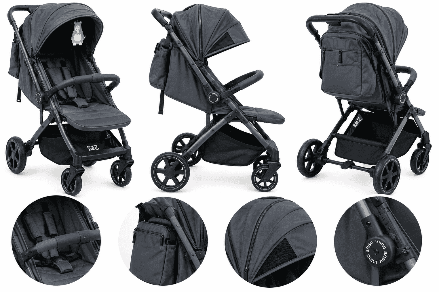 Детская прогулочная коляска Inno Baby — чёрная